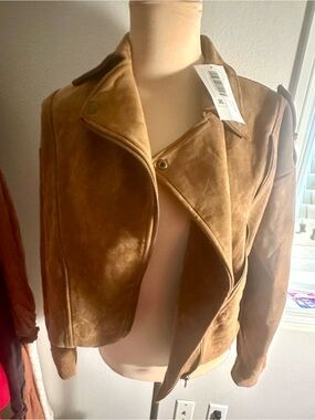 12th Tribe Cognac Suede Moto Jacket